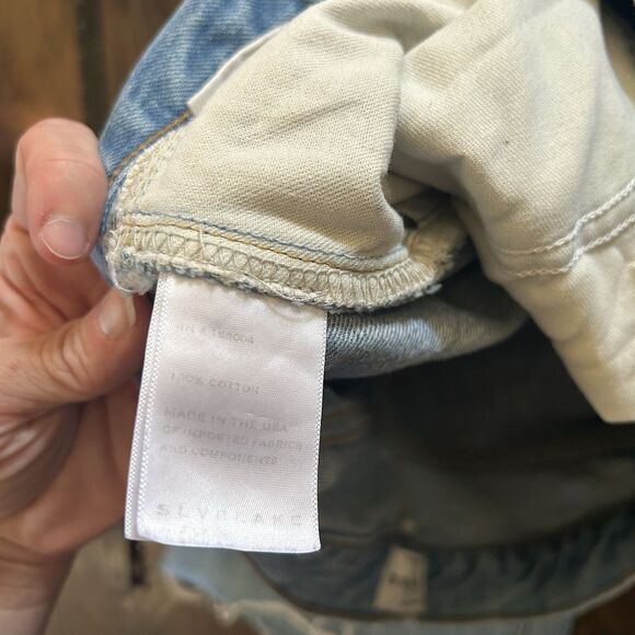 Slvrlake Grace Double Yoke Jeans Let It Ride Raw Hem Crop 31 Wide Leg - Picture 7 of 12